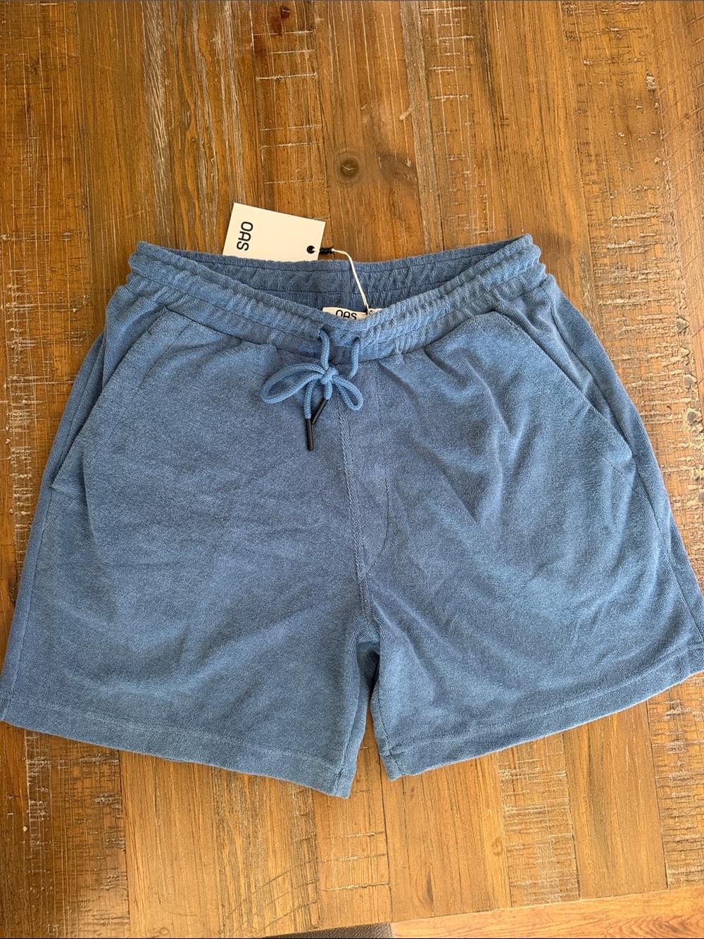 OAS Men's Blue Terry Drawstring Athletic Shorts